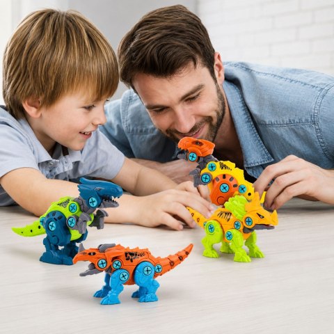 LEAN Toys Klocki Konstrukcyjne Dinozaury Zestaw do Skręcania z Wkrętarką 4w1