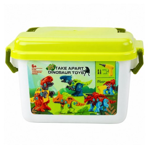 LEAN Toys Klocki Konstrukcyjne Dinozaury Zestaw do Skręcania z Wkrętarką 4w1
