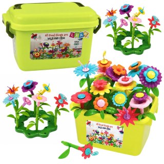 LEAN Toys Klocki Konstrukcyjne Kwiaty Kolorowe Ogród Kwiatowy W Pudełku 73 el.
