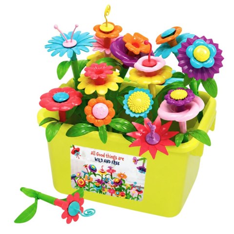 LEAN Toys Klocki Konstrukcyjne Kwiaty Kolorowe Ogród Kwiatowy W Pudełku 73 el.