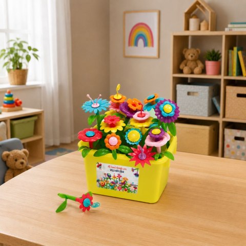 LEAN Toys Klocki Konstrukcyjne Kwiaty Kolorowe Ogród Kwiatowy W Pudełku 73 el.