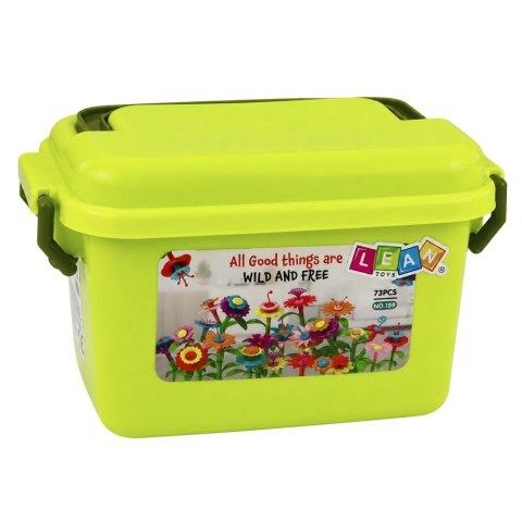 LEAN Toys Klocki Konstrukcyjne Kwiaty Kolorowe Ogród Kwiatowy W Pudełku 73 el.