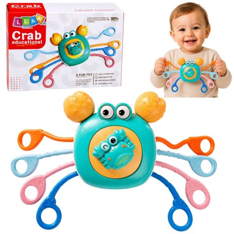 LEAN Toys Krab Sensoryczny Zabawka Edukacyjna Dla Malucha Grzechotka Gryzak Niebieski