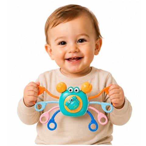 LEAN Toys Krab Sensoryczny Zabawka Edukacyjna Dla Malucha Grzechotka Gryzak Niebieski