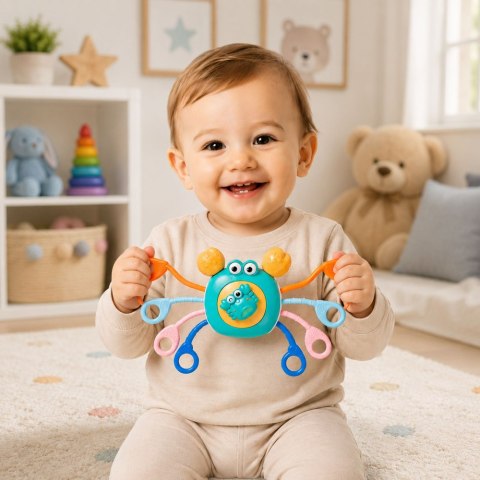 LEAN Toys Krab Sensoryczny Zabawka Edukacyjna Dla Malucha Grzechotka Gryzak Niebieski