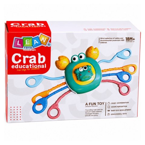 LEAN Toys Krab Sensoryczny Zabawka Edukacyjna Dla Malucha Grzechotka Gryzak Niebieski