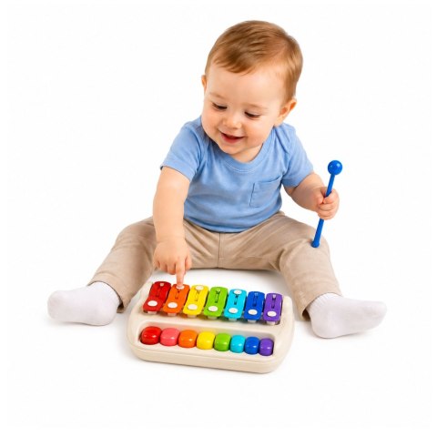 LEAN Toys Ksylofon Dziecięcy Pianinko Kolorowe Instrument Muzyczny 2w1 Pałeczka