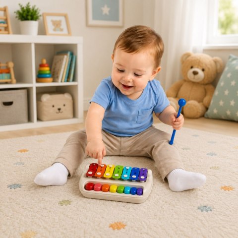 LEAN Toys Ksylofon Dziecięcy Pianinko Kolorowe Instrument Muzyczny 2w1 Pałeczka