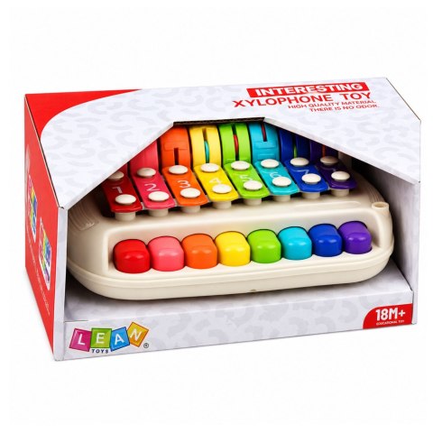 LEAN Toys Ksylofon Dziecięcy Pianinko Kolorowe Instrument Muzyczny 2w1 Pałeczka