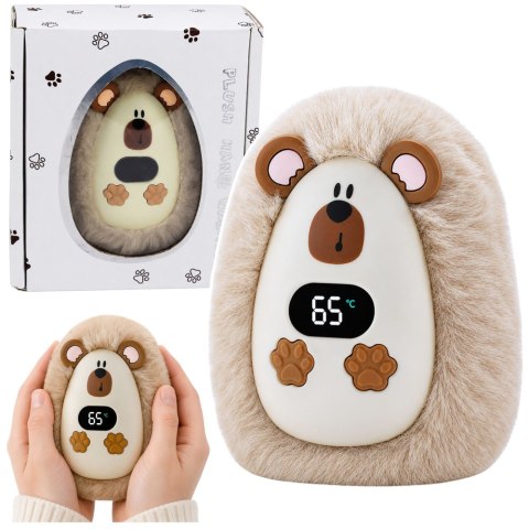 LEAN Toys Ogrzewacz Do Rąk Pluszowy Jeżyk Akumulatorowy Beżowy 45°C / 55°C / 65°C
