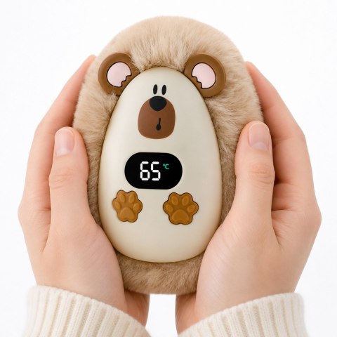 LEAN Toys Ogrzewacz Do Rąk Pluszowy Jeżyk Akumulatorowy Beżowy 45°C / 55°C / 65°C