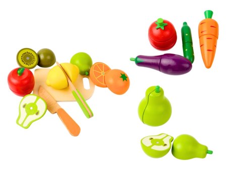 LEAN Toys Owoce Warzywa Drewniane w Skrzyni Na Magnes Kuchnia