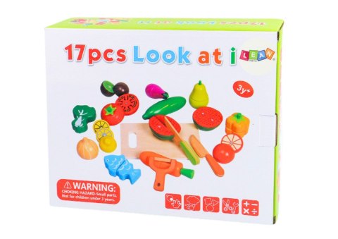 LEAN Toys Owoce Warzywa Drewniane w Skrzyni Na Magnes Kuchnia