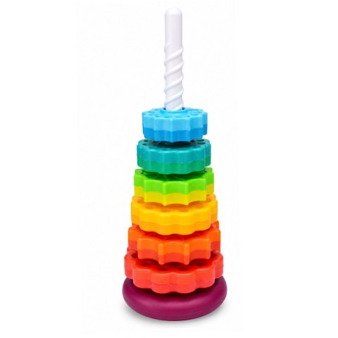LEAN Toys Piramida Obrotowa Wieża Sorter Układanka Tęczowa 36cm 6 El.