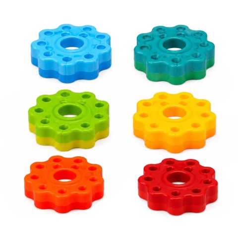 LEAN Toys Piramida Obrotowa Wieża Sorter Układanka Tęczowa 36cm 6 El.
