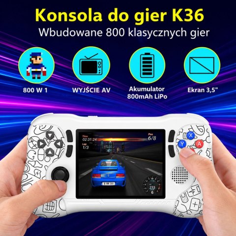 LEAN Toys Przenośna Konsola Do Gier K36 Klasyczna 800 Wbudowanych Gier Zielona