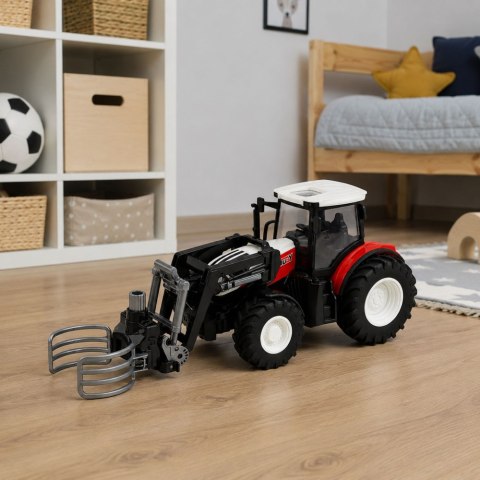 LEAN Toys Traktor Rolniczy z Chwytakiem Do Bel Zdalnie Sterowany RC Czerwony 1:24