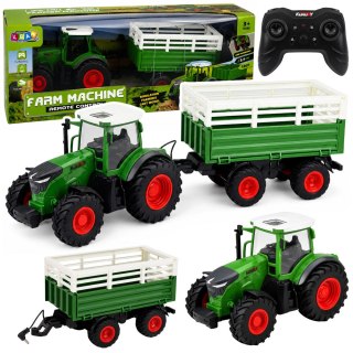 LEAN Toys Traktor Rolniczy z Przyczepą Wywrotką Zdalnie Sterowany RC Światła 1:24