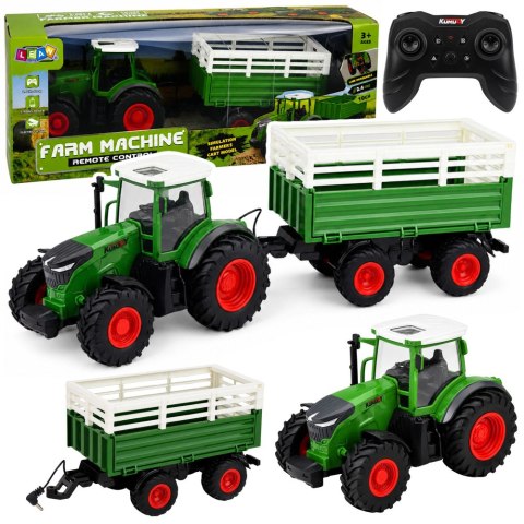 LEAN Toys Traktor Rolniczy z Przyczepą Wywrotką Zdalnie Sterowany RC Światła 1:24