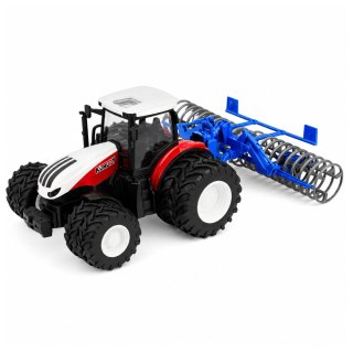 LEAN Toys Traktor Z Wałem Rolniczym Zdalnie Sterowany RC Światła Czerwony 1:24