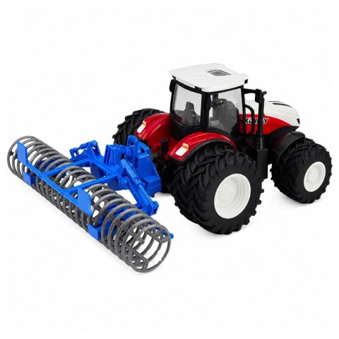 LEAN Toys Traktor Z Wałem Rolniczym Zdalnie Sterowany RC Światła Czerwony 1:24