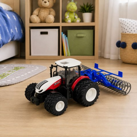 LEAN Toys Traktor Z Wałem Rolniczym Zdalnie Sterowany RC Światła Czerwony 1:24