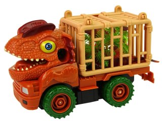 LEAN Toys Transporter Ciężarówka Dinozaur do Rozkręcania Pomarańczowy Akcesoria