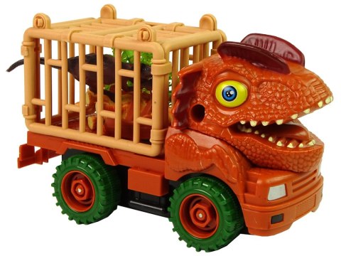 LEAN Toys Transporter Ciężarówka Dinozaur do Rozkręcania Pomarańczowy Akcesoria