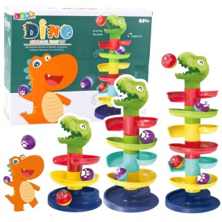 LEAN Toys Wieża Zjeżdżalnia Dla Kulek Piłek Głowa Sorter Dinozaur Zielony
