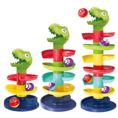 LEAN Toys Wieża Zjeżdżalnia Dla Kulek Piłek Głowa Sorter Dinozaur Zielony