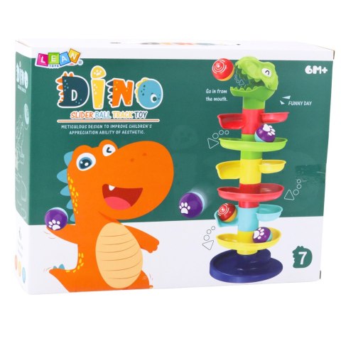 LEAN Toys Wieża Zjeżdżalnia Dla Kulek Piłek Głowa Sorter Dinozaur Zielony
