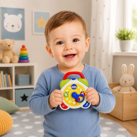 LEAN Toys Zegar Budzik Interaktywny Sensoryczny Dla Malucha Światła Dźwięki