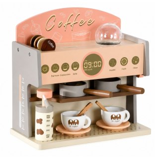 LEAN Toys Zestaw Baristy Do Parzenia Kawy Ekspres Drewniany Akcesoria Różowy