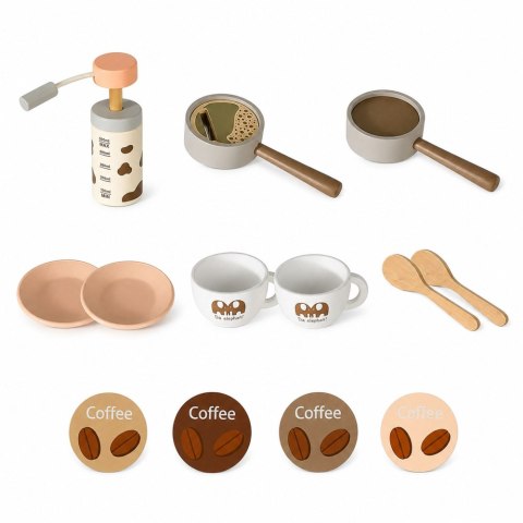 LEAN Toys Zestaw Baristy Do Parzenia Kawy Ekspres Drewniany Akcesoria Różowy