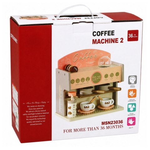 LEAN Toys Zestaw Baristy Do Parzenia Kawy Ekspres Drewniany Akcesoria Różowy