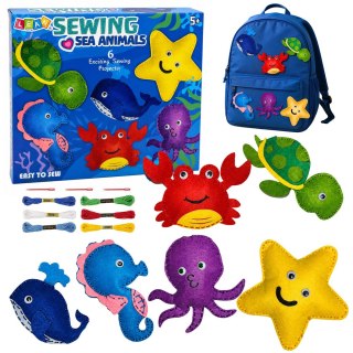 LEAN Toys Zestaw Kreatywny Pluszaki Do Szycia Filcowe Zwierzęta Morskie DIY 6 szt.