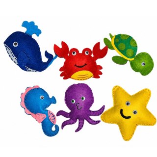 LEAN Toys Zestaw Kreatywny Pluszaki Do Szycia Filcowe Zwierzęta Morskie DIY 6 szt.