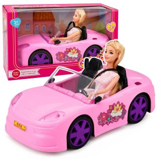 LEAN Toys Zestaw Lalka Bella W Kabriolecie Samochód Dla Dziewczynki Różowy