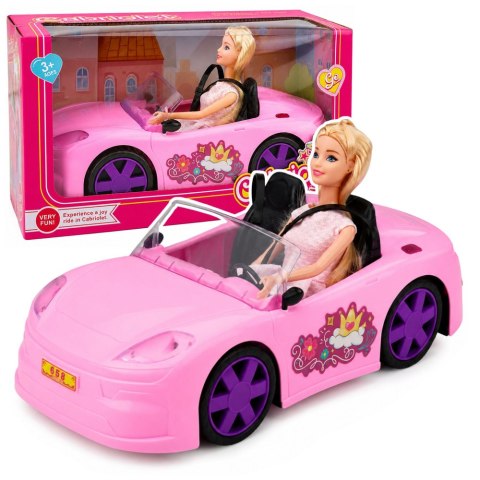 LEAN Toys Zestaw Lalka Bella W Kabriolecie Samochód Dla Dziewczynki Różowy