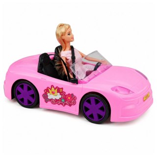 LEAN Toys Zestaw Lalka Bella W Kabriolecie Samochód Dla Dziewczynki Różowy