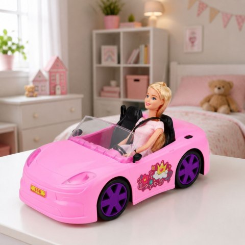 LEAN Toys Zestaw Lalka Bella W Kabriolecie Samochód Dla Dziewczynki Różowy