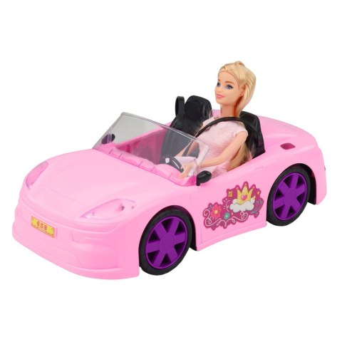 LEAN Toys Zestaw Lalka Bella W Kabriolecie Samochód Dla Dziewczynki Różowy