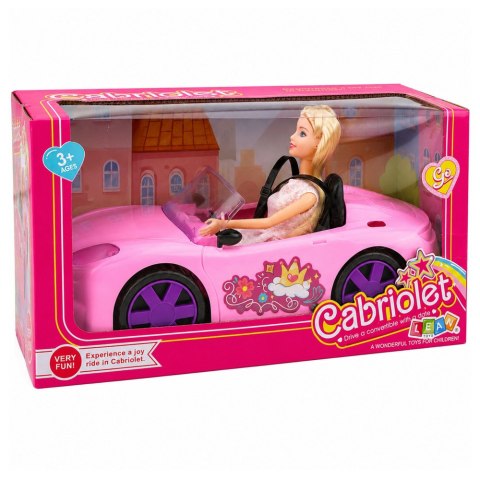 LEAN Toys Zestaw Lalka Bella W Kabriolecie Samochód Dla Dziewczynki Różowy