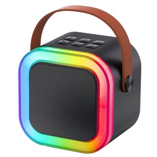 LEAN Zestaw Do Karaoke Głośnik Bluetooth Dwa Mikrofony Światła LED Czarny