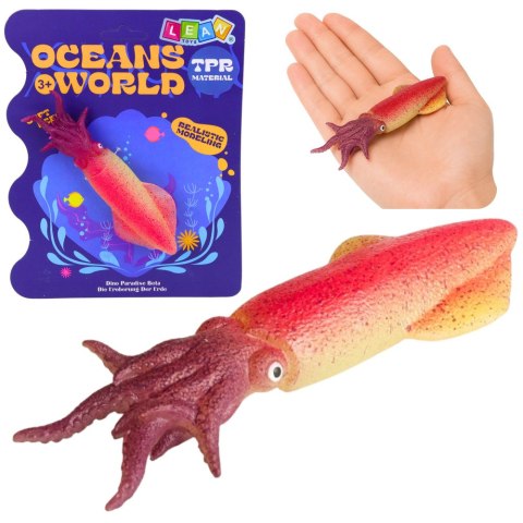 LEAN TOYS Kałamarnica Gumowa Figurka Rozciągliwa Realistyczna Zwierzę Morskie 14 cm