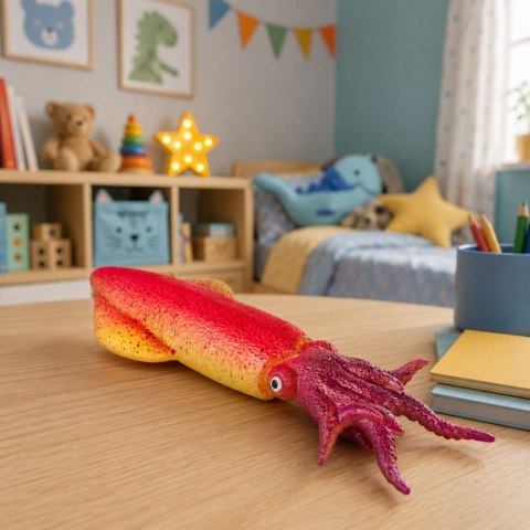 LEAN TOYS Kałamarnica Gumowa Figurka Rozciągliwa Realistyczna Zwierzę Morskie 14 cm