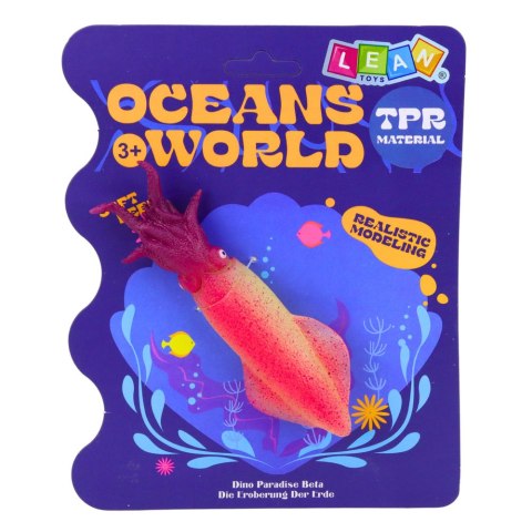 LEAN TOYS Kałamarnica Gumowa Figurka Rozciągliwa Realistyczna Zwierzę Morskie 14 cm