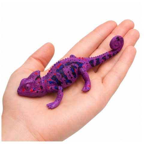 LEAN TOYS Kameleon Gumowa Figurka Rozciągliwa Realistyczna Fioletowy Gad 14 cm