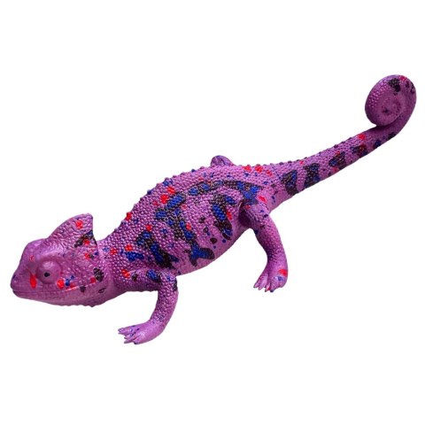 LEAN TOYS Kameleon Gumowa Figurka Rozciągliwa Realistyczna Fioletowy Gad 14 cm