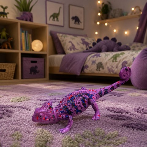 LEAN TOYS Kameleon Gumowa Figurka Rozciągliwa Realistyczna Fioletowy Gad 14 cm